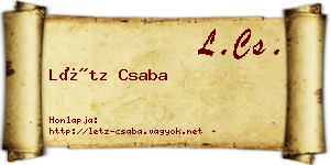 Létz Csaba névjegykártya